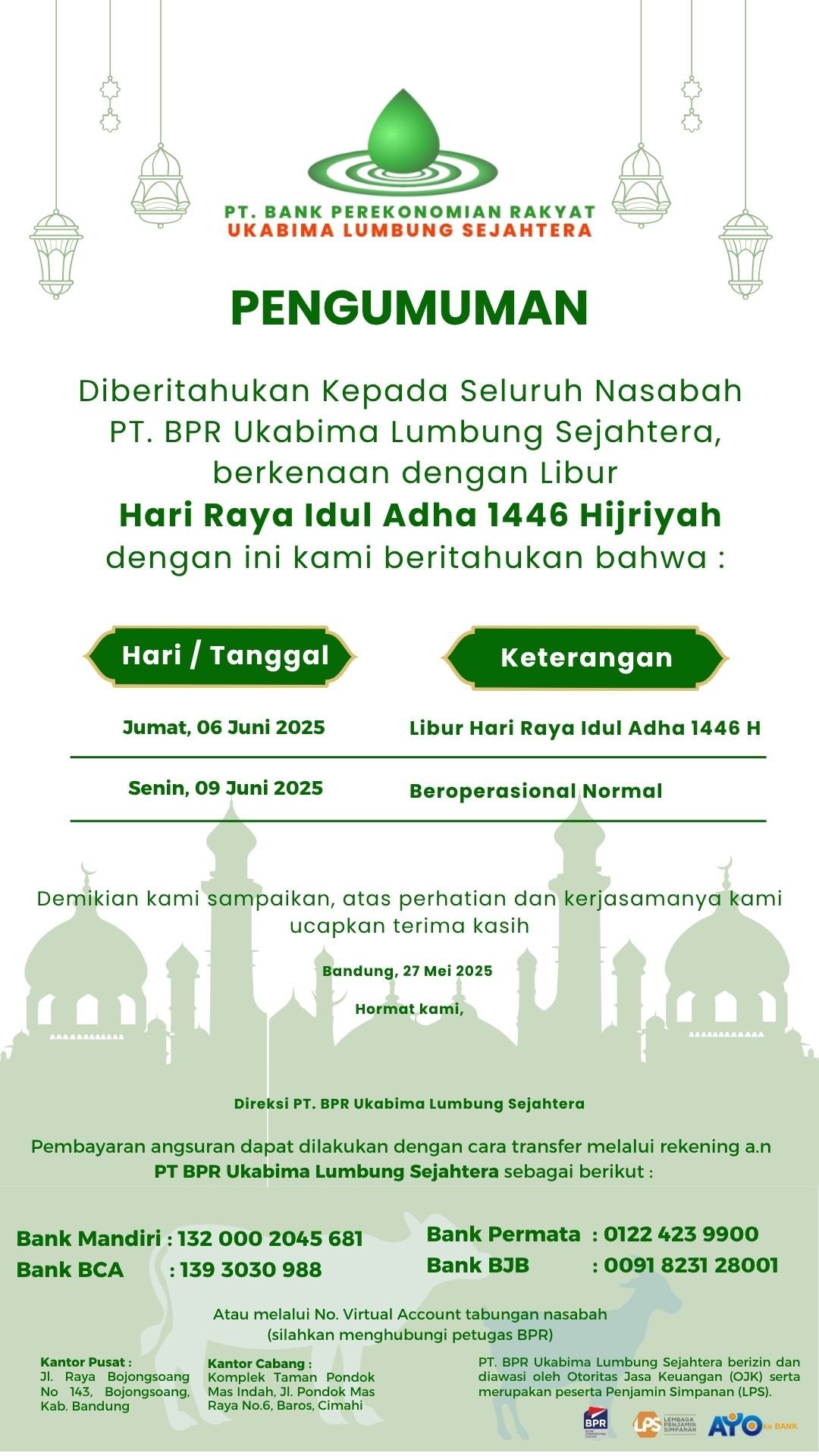 Libur Hari Raya Idul Adha 1446 Hijriyah tahun 2025